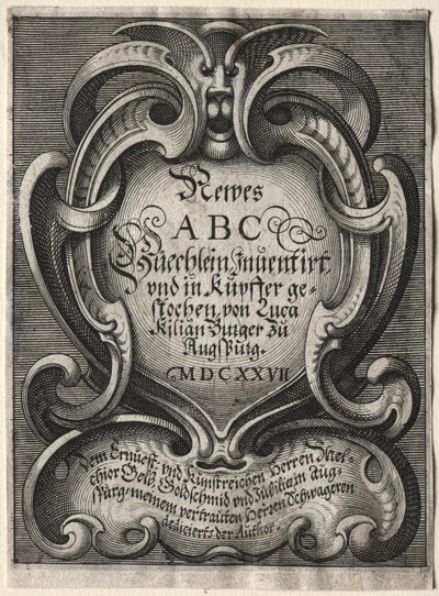 新ABC小册子，1627年。 作者 卢卡斯·基利安（Lucas Kilian）