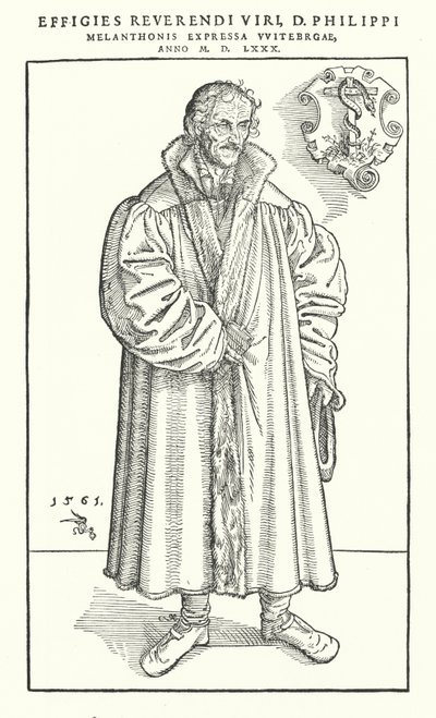 德国新教改革家菲利普-梅朗雄（Philipp Melanchthon）（雕刻）。 作者 小卢卡斯（后）克拉纳赫