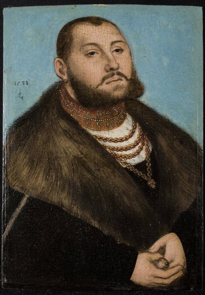 Jean-Frederic (Jean Frederic) Ier de Saxe dit le Magnanime- 萨克森选帝侯约翰-腓特烈一世（1503-1554 年） - Cranach, Lucas, the Elder (1472-1553) - 1533 - 木板油画 - 20x14 - 马德里普拉多博物馆 作者 老卢卡斯·克拉纳赫