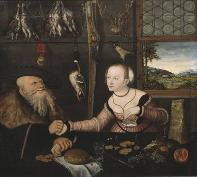 Le Couple mal assorti - 不合适的夫妇，Cranach, Lucas, the Elder (1472-1553)。 木头上的油 作者 老卢卡斯·克拉纳赫