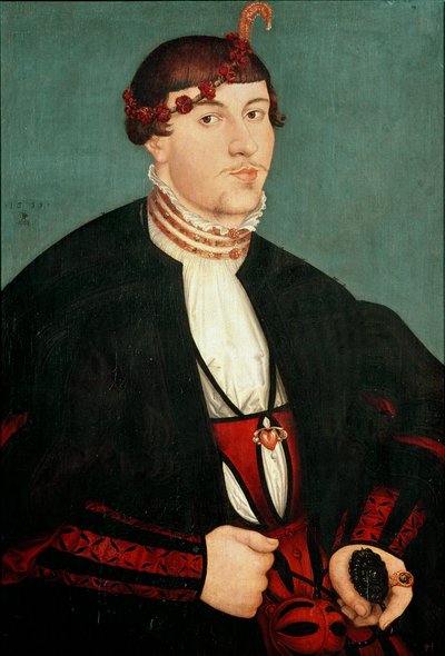 一位绅士的肖像说未婚夫卢卡斯·克拉纳赫 (Lucas Cranach the Elder) 的画作 (1472-1553) 1539 年圣保罗艺术博物馆 作者 老卢卡斯·克拉纳赫