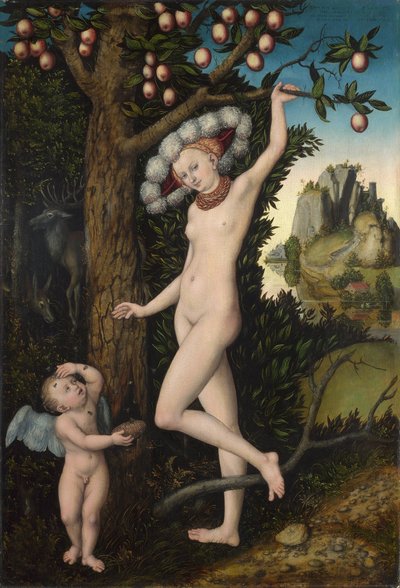 Venus and Cupid, c.1525 (oil on wood) 作者 老卢卡斯·克拉纳赫