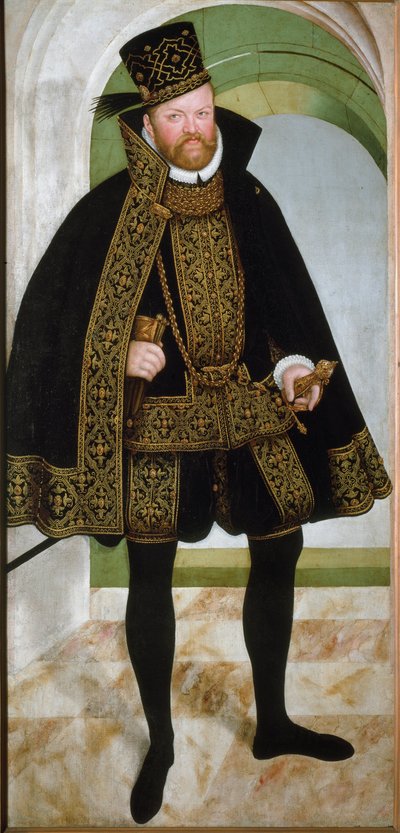 萨克森选帝侯奥古斯都一世的肖像被称为虔诚者 (1526-1586)”” 年轻卢卡斯·克拉纳赫 (1515-1586) 1565 年作画。 215x104 厘米维也纳艺术史博物馆 作者 Lucas the Younger Cranach