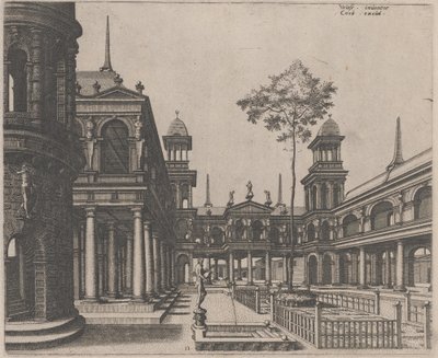 广场，左边是一个圆形建筑，背景是方尖碑 作者 Lucas van Doetechum 和 Johannes