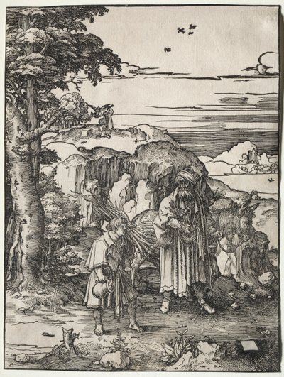 亚伯拉罕（Abraham）去献祭以撒（1517-1519）。 作者 卢卡斯·范·莱登