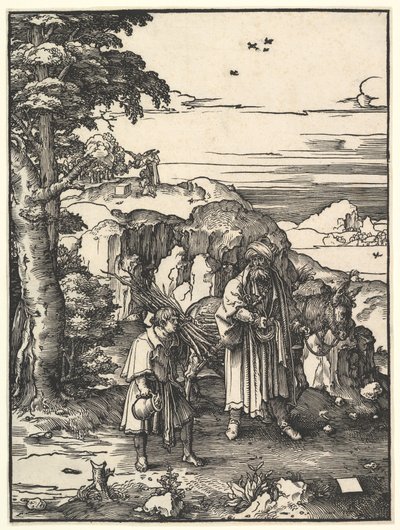 亚伯拉罕（Abraham）去献祭以撒（1517-19）。 作者 卢卡斯·范·莱登