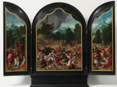 金牛犊的崇拜。约于1530年 作者 卢卡斯·范·莱登