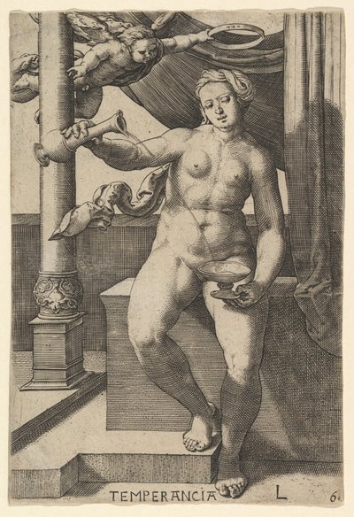 节制Temperancia，1530年。 作者 卢卡斯·范·莱登