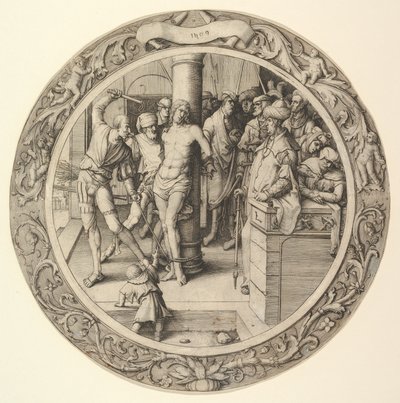 鞭打，来自圆形激情，1509年。 作者 卢卡斯·范·莱登