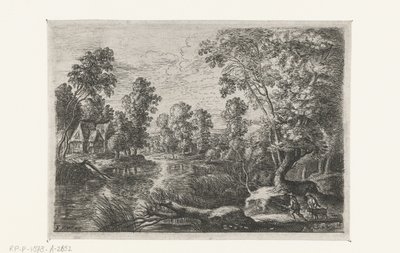 有溪流和猎人的风景
六幅风景画（系列名称） 作者 弗兰斯·范登·维恩加德