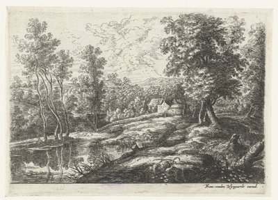 被围墙环绕的房屋和教堂景观
五幅风景画（系列名称） 作者 弗兰斯·范登·维恩加德