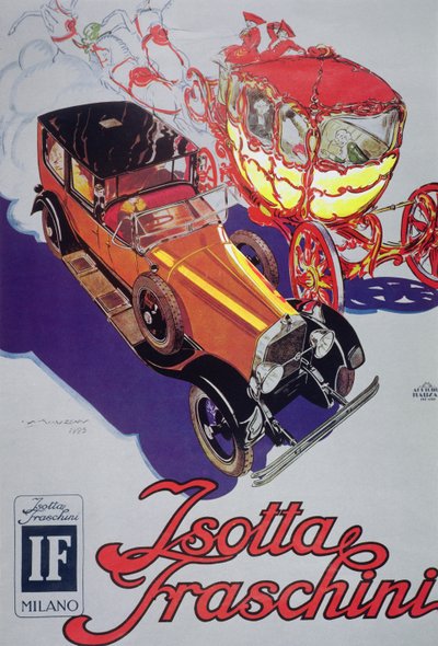 Isotta Fraschini 汽车广告海报 作者 卢西亚诺·阿奇勒·莫赞