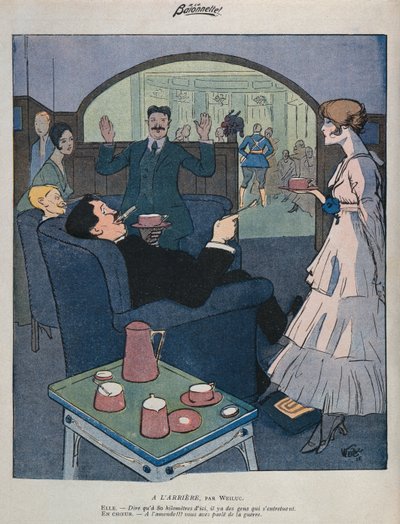 在大后方，《La Baionnette》插图，1915 年 9 月 2 日（彩色平版印刷） 作者 吕西安·亨利·维卢克
