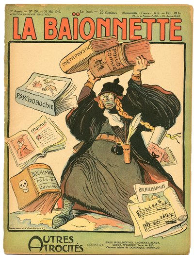 La Baionnette》的封面，一本色彩斑斓的讽刺杂志 作者 露西安·梅蒂（Lucien Metivet）