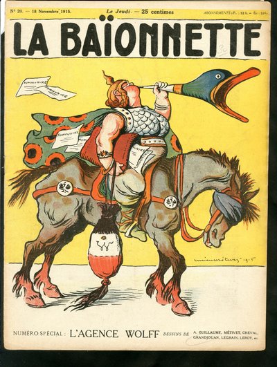 La Baionnette》的封面，色彩斑斓的讽刺诗 作者 露西安·梅蒂（Lucien Metivet）