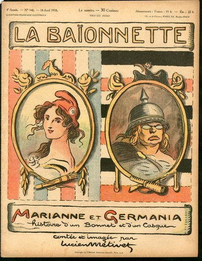 《La Baionnette》封面，色彩讽刺 作者 露西安·梅蒂（Lucien Metivet）
