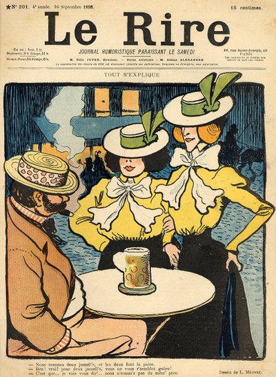 半姐妹，来自&39;Le Rire&39;的封面，1898年9月10日 作者 露西安·梅蒂（Lucien Metivet）