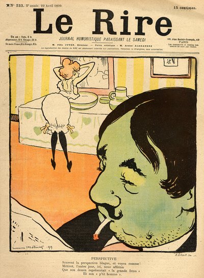 1899年4月22日《新闻报》封面上的幽默漫画（彩色平印）。 作者 露西安·梅蒂（Lucien Metivet）
