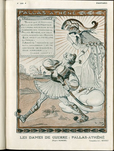 Illustration in "Fantasio", 01/04/15 - the woman of the war Pallas-Athenee war 14-18 (engraving) 作者 露西安·梅蒂（Lucien Metivet）