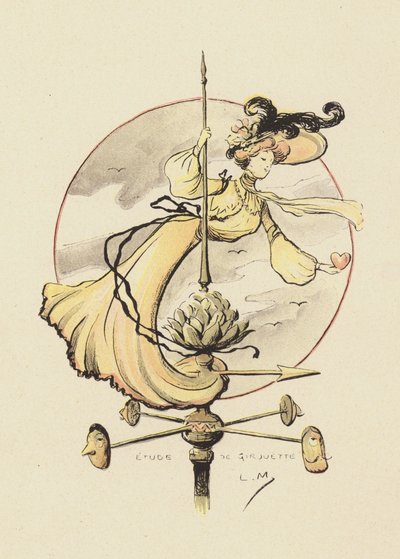 研究风向标（彩色石版画） 作者 露西安·梅蒂（Lucien Metivet）