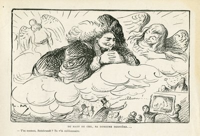 Le Rire 插图，21/06/13 - 从天而降，他最后的安息之地（版画） 作者 露西安·梅蒂（Lucien Metivet）