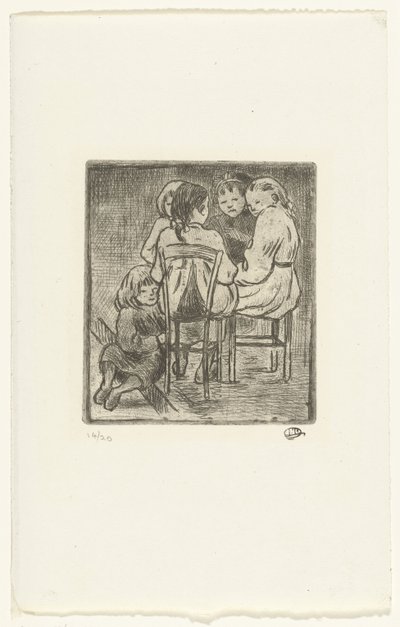 五个坐着的女孩 作者 卢西安·皮萨罗（Lucien Pissarro）