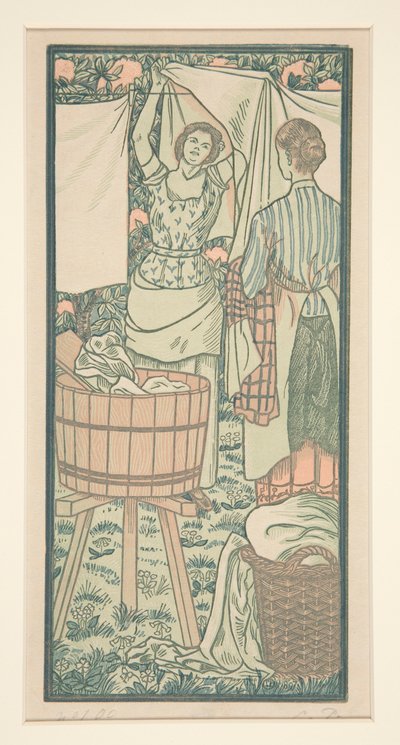 晾衣服 作者 卢西安·皮萨罗（Lucien Pissarro）