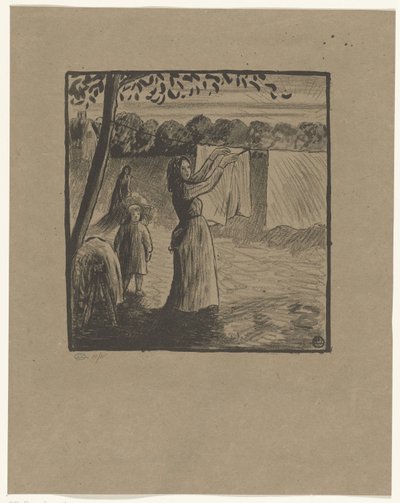 晾晒衣物 作者 Lucien Pissarro