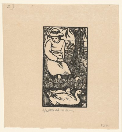 女孩和两只鸭子
La Fille au Canards 作者 卢西安·皮萨罗（Lucien Pissarro）