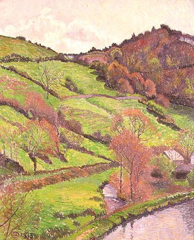 德文郡布莱克浦的游泳池 作者 卢西安·皮萨罗（Lucien Pissarro）