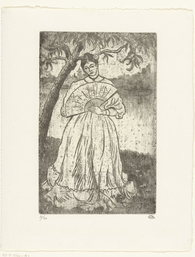 拿扇子的女人 作者 卢西安·皮萨罗（Lucien Pissarro）