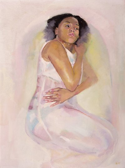 思考的女孩，2004 年（布面油画） 作者 露辛达·阿伦德尔