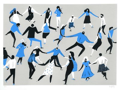 狂欢》，2016 年（丝网版画） 作者 露西·巴纳吉