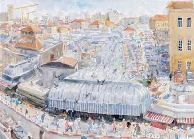 阳台上的风景，耶路撒冷Mahah Yehuda，2019年（含纸上水） 作者 露西·威利斯