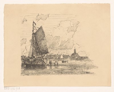 诺德韦克海滩上的炸弹驳船 作者 Ludolph Berkemeier（艺术家签名）