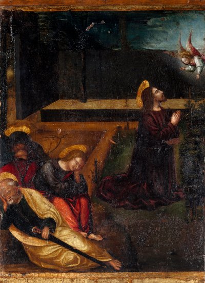 在橄榄树花园里祈祷 玫瑰经的 15 个奥秘系列。 Ludovico Brea (Louis Brea) (1450-1523) 1512-1513 Taggia 的木画，Museo del Convento di San Domenico，意大利 作者 卢多维科·布雷亚（Ludovico Brea）