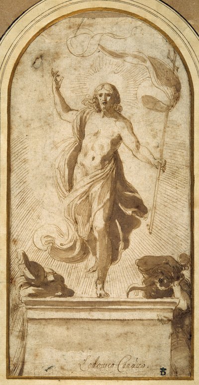 复活（钢笔和棕色墨水带棕色水洗） 作者 卢多维科·卡拉奇（Ludovico Carracci）