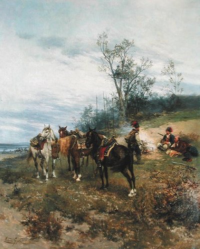 放牧，约1890年（布面油画） 作者 鲁德威克·盖德尔克（Ludwick Gedleck）