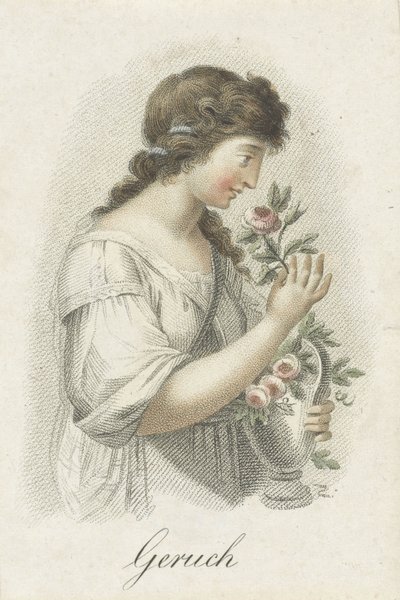 嗅觉
Geruch（物品上的标题）
女性形象代表的五种感官（系列名称）
Die Funf Sinne（系列标题） 作者 夏沃内蒂