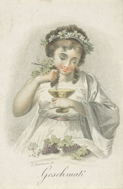 品味
Geschmak（物体上的标题）
女性形象代表的五种感官（系列名称）
Die Funf Sinne（系列名称） 作者 夏沃内蒂