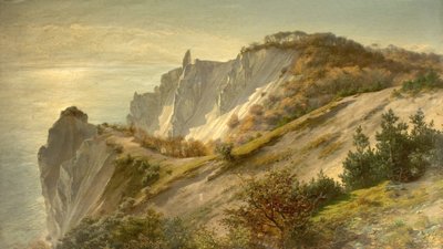 蒙斯悬崖的秋天景色，丹麦，1882年 作者 路德维希·汉斯·费舍尔