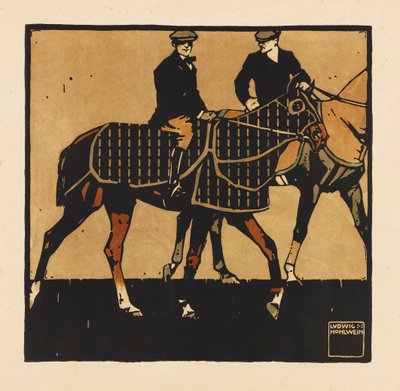 来自《赛马》作品集。12张赛马图片，1909年。 作者 路德维希·霍尔文