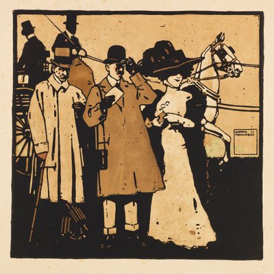 来自《赛马》作品集。12张赛马图片，1909年。 作者 路德维希·霍尔文