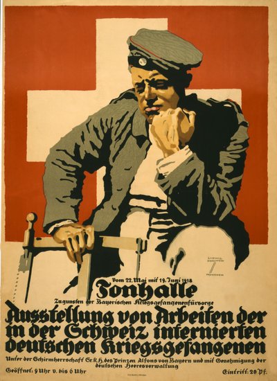 Tonhalle ...被关押在瑞士的德国战俘的作品展，出版时间：1918 年（彩色印刷）。1918 年（彩色印刷版） 作者 路德维希·霍尔文