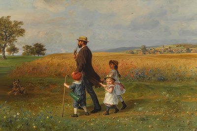 周日步行。 1889年 作者 路德维希·克瑙斯