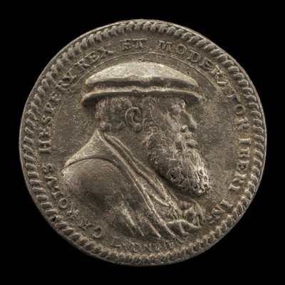 查理五世，1500-1558年，西班牙国王1516-1556年，神圣罗马帝国皇帝1519年[正面]，1542年。 作者 路德维希·纽法雷尔