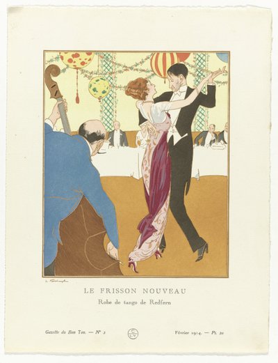 Gazette du Bon Ton.Art - Modes  Frivolités：晚装
新的刺激：雷德芬的探戈舞裙（标题见实物） 作者 红蕨