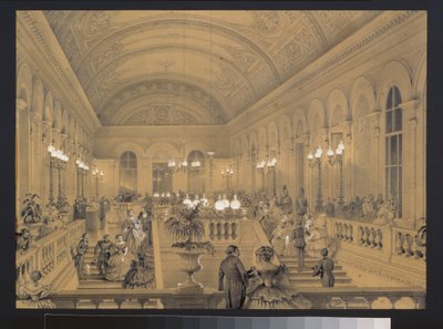 圣彼得堡大剧院的楼梯。Luigi Premazzi（1814-1891 年）的作品，纸上水彩和白描，约 1850 年。意大利艺术 作者 路易吉·普雷马齐（Luigi Premazzi）
