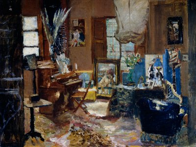 画室内部，乌尔维-列格（1858或1860-1939）的画作，布面油画，45, 5x60厘米 作者 Luigi Levi