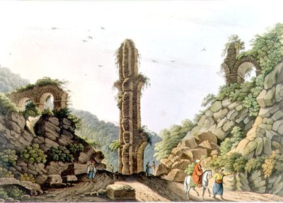 萨摩斯的古代引水渠，图版61来自《奥斯曼帝国的风景》，由R. Bowyer出版。 作者 路易吉（继）梅耶尔